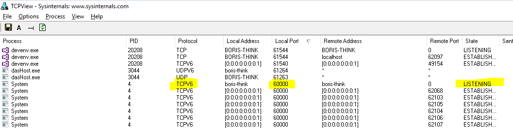 IIS Express running on TCP6 port